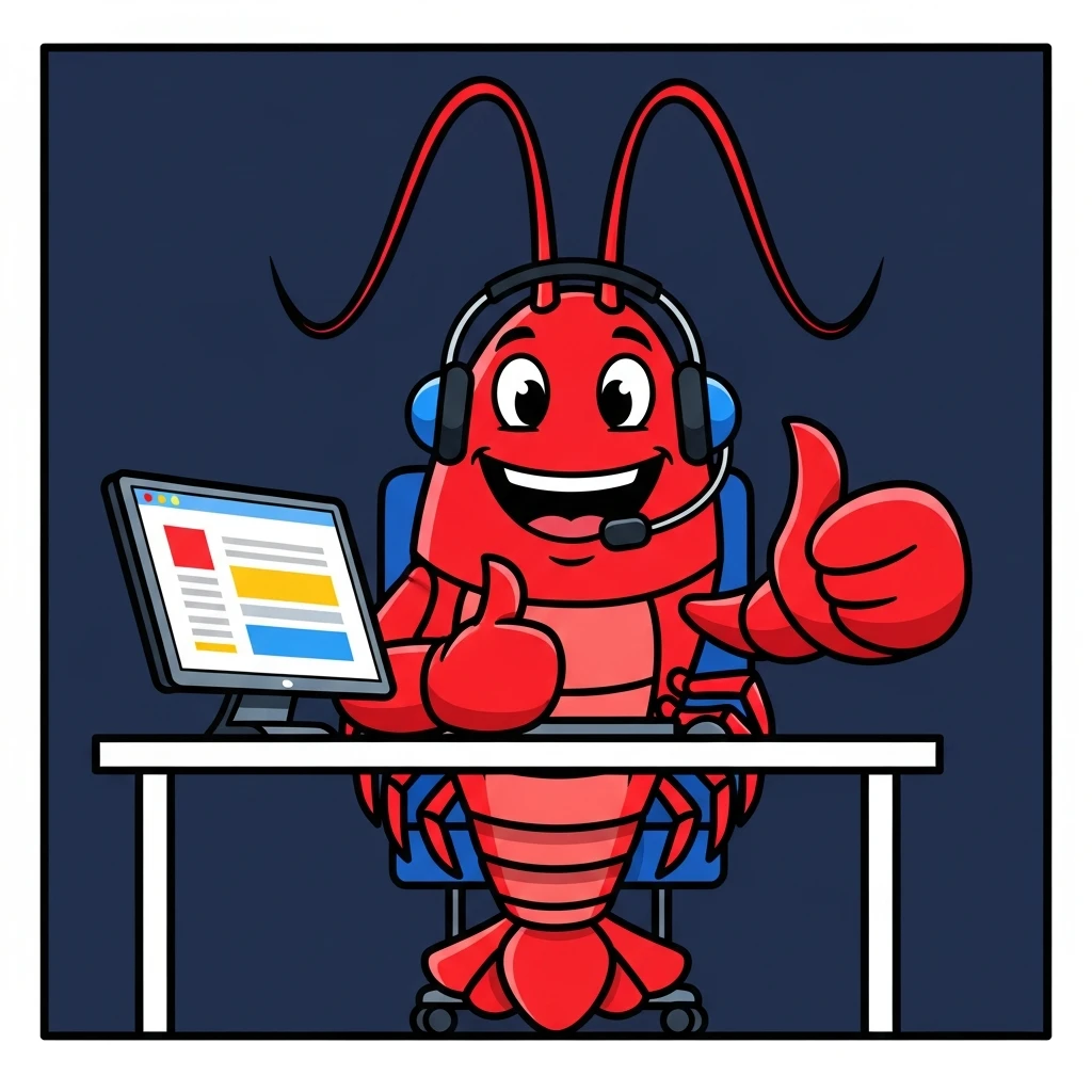 Support lobster with headset ready to help